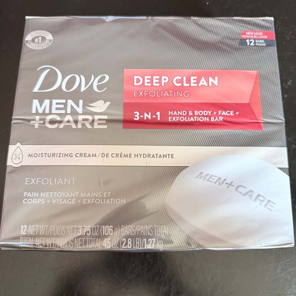 Dove Men+Care Deep Clean Exfoliating 3-in-1 Bar Soap 3.75 oz 12 Bars